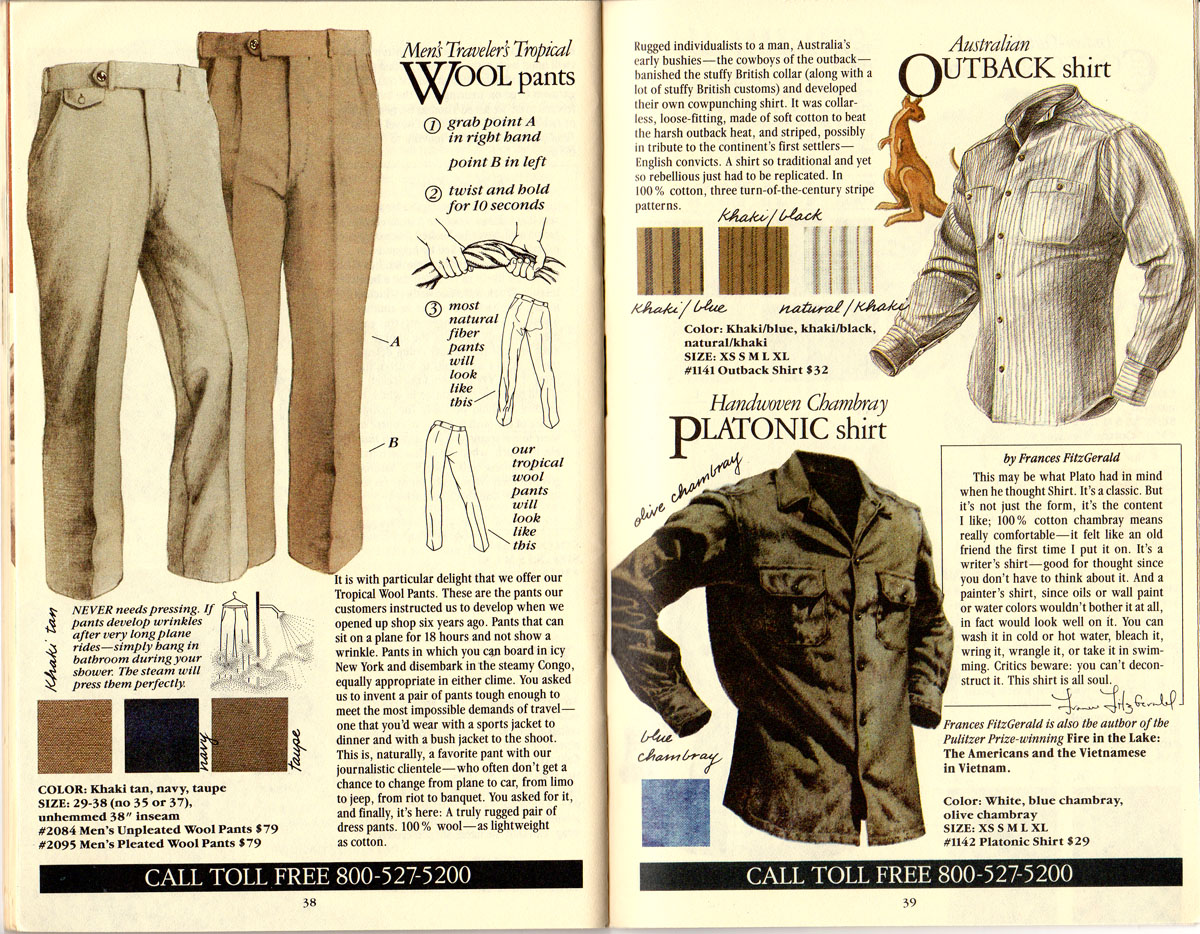 Banana Republic #21 Christmas Tropical Wool Pants, Australian Outback Shirt, Platonic Shirt