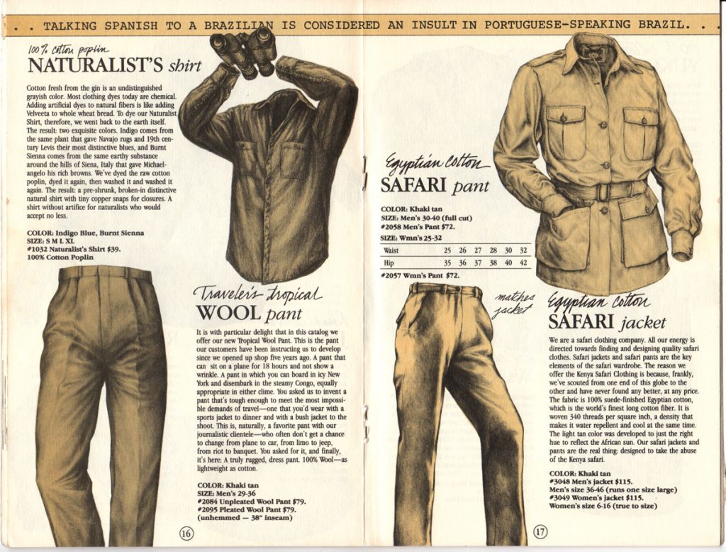 Banana Republic Catalog #15 Fall 1983 Naturalist's Shirt, Traveller's Wool Pants, Safari Jacket, Safari Pants